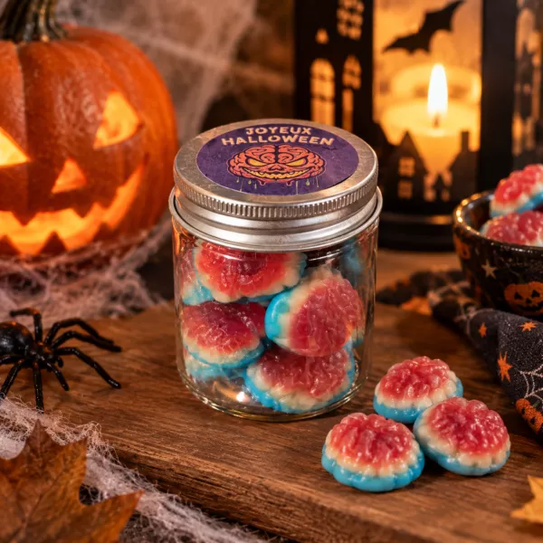 🧠 Bonbons Cerveaux – Bocal Halloween